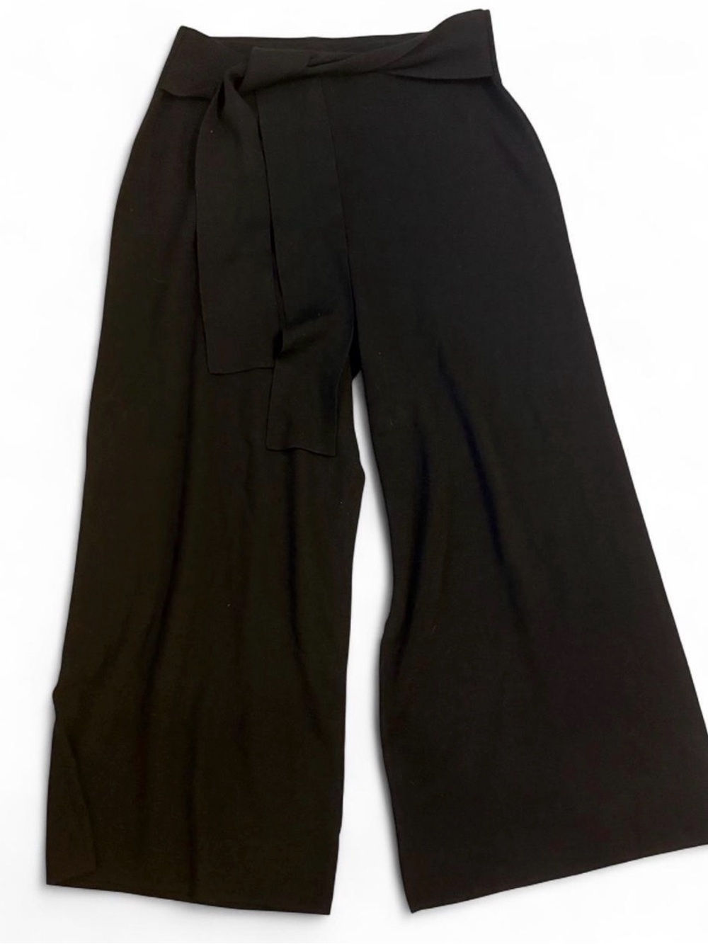 Anthropologie Black Wide-Leg Tie-Waist Pants